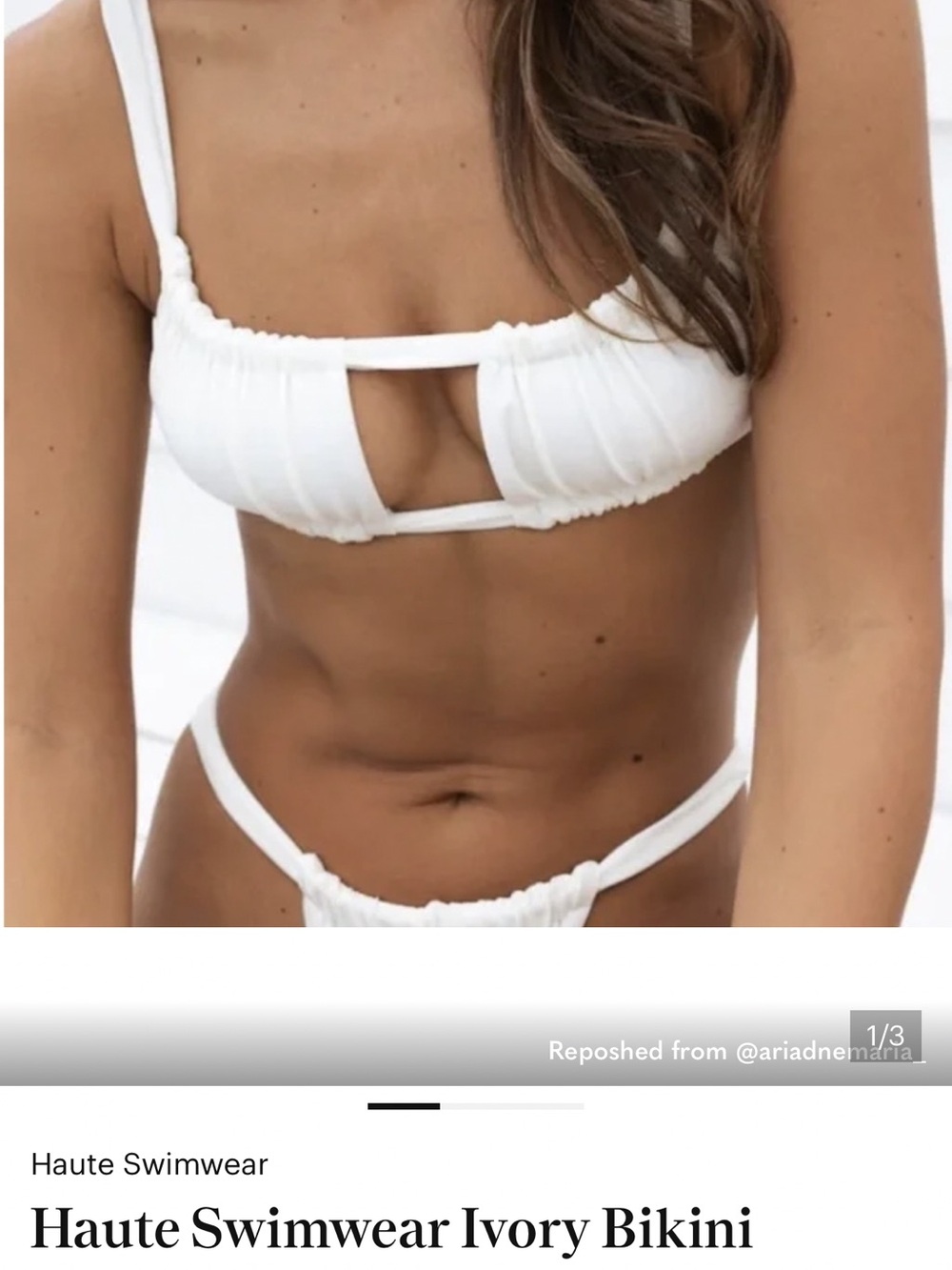 Haute Swimwear Ivory Cutout Bikini Top and Bottom